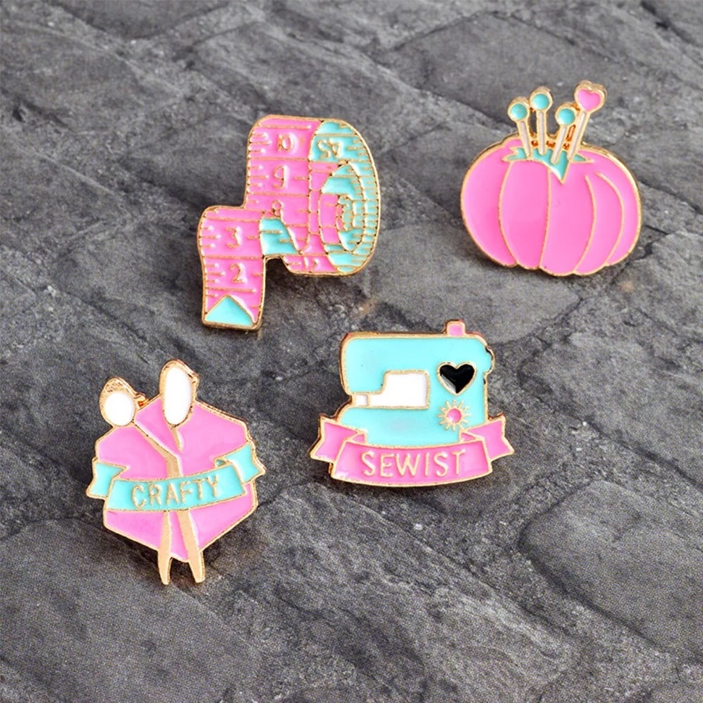 Set of 4 “Crafty” Enamel Pins (Sewing, etc.)
